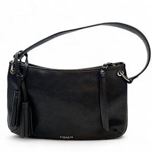 VTG Coach Legacy H1393-26601 Leather Gusset Black & Silver Shoulder Strap Purse